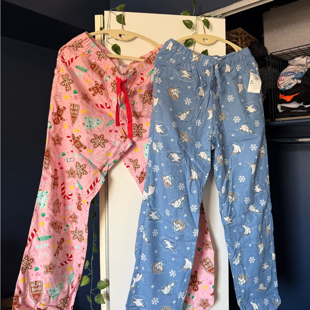 Old Navy Flannel Cotton Pajama Pants Pink Snowflakes Gingerbread Blue Polar Bear